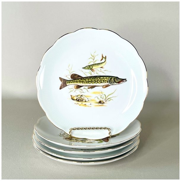 Fisketallerken - blgende guldkant, Johan Seltmann, Vohenstrauss 