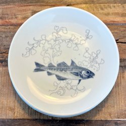 Fisketallerkener - lys bl streg fra Kahla