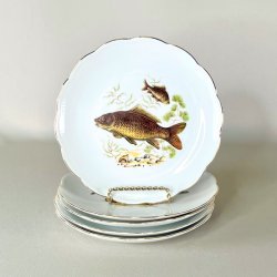 Fisketallerken - blgende guldkant, Johan Seltmann, Vohenstrauss 