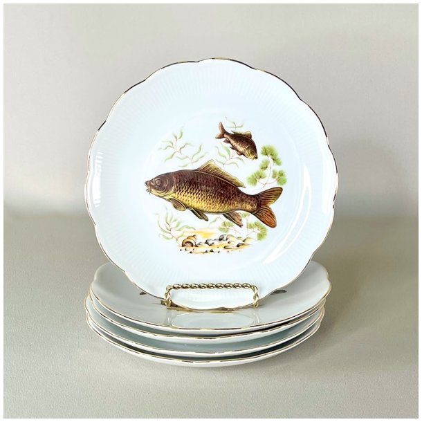 Fisketallerken - blgende guldkant, Johan Seltmann, Vohenstrauss 