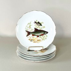 Fisketallerken - blgende guldkant, Johan Seltmann, Vohenstrauss 