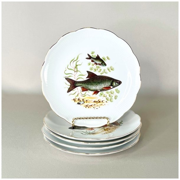 Fisketallerken - blgende guldkant, Johan Seltmann, Vohenstrauss 
