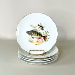 Fisketallerken - blgende guldkant, Johan Seltmann, Vohenstrauss 