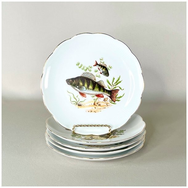 Fisketallerken - blgende guldkant, Johan Seltmann, Vohenstrauss 