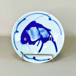 Tallerken - dyb, kinesisk m/bl fisk