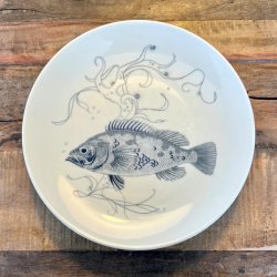 Fisketallerkener - lys bl streg fra Kahla