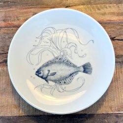 Fisketallerkener - lys bl streg fra Kahla