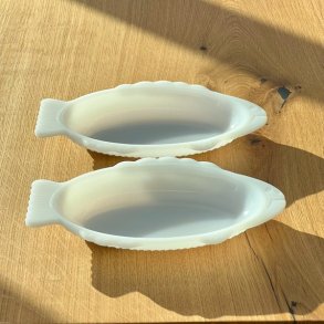 Fisketallerken - hvid opaline 