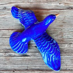 Keramik fugl - bl til vgophng