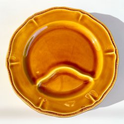 Fransk fonduetallerken - sennepsgul, to-delt, Longchamp 