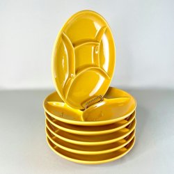 Fonduetallerken - opdelt, gul 