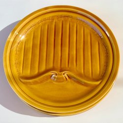 Fransk fonduetallerken - sennepsgul, to-delt, Gien 