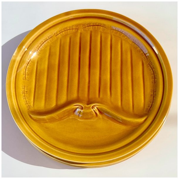 Fransk fonduetallerken - sennepsgul, to-delt, Gien 