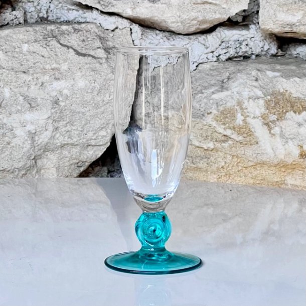 Champagneglas - turkis fod