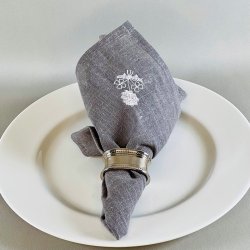 Stofservietter - franske gr m/hvidt broderi