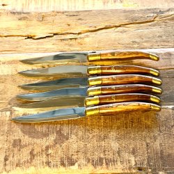 Franske steakknive (6 stk) - vintage Laguiole, trskaft