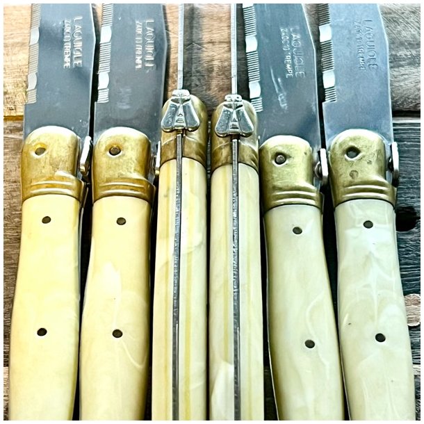 Franske steakknive (6 stk) - vintage Laguiole, ben 