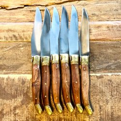 Franske steakknive (6 stk) - vintage Laguiole, trskaft