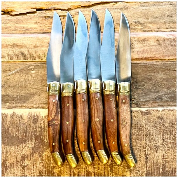 Franske steakknive (6 stk) - vintage Laguiole, trskaft