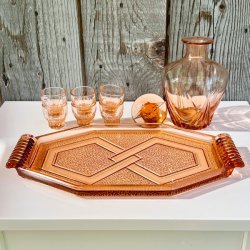 Vintage Art Deco karaffelst - lyserd