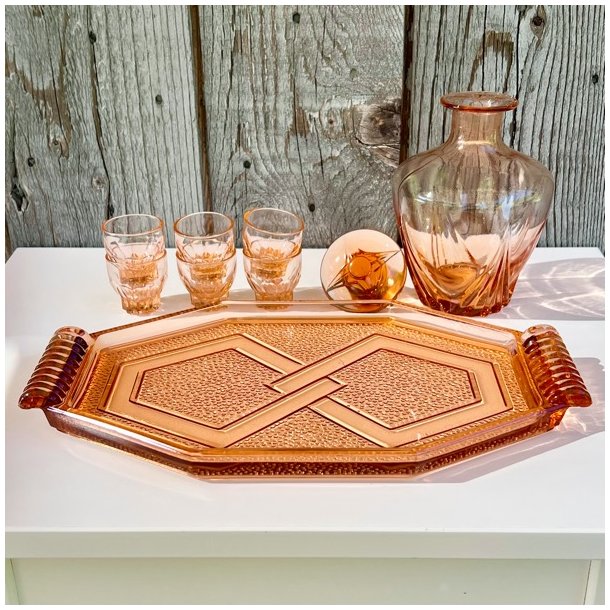 Vintage Art Deco karaffelst - lyserd