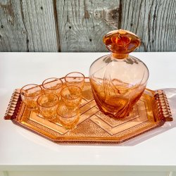 Vintage Art Deco karaffelst - lyserd