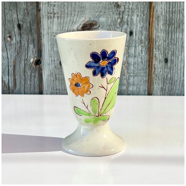 Mazagran - fransk kaffekop m/hndmalede blomster