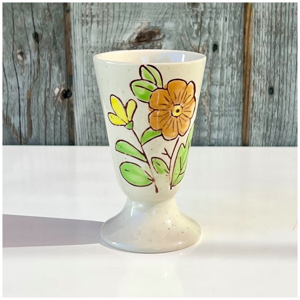 Mazagran - fransk kaffekop m/hndmalede blomster