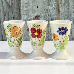 Mazagran - fransk kaffekop m/hndmalede blomster