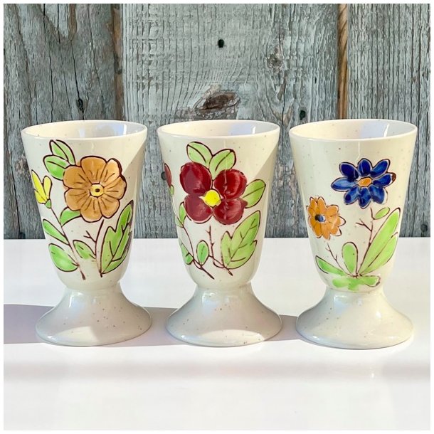 Mazagran - fransk kaffekop m/hndmalede blomster