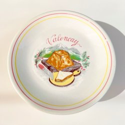 Ostetallerken (st a' 6 stk) - fransk m/rd og gul kant 