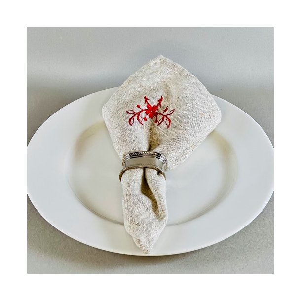 Stofservietter - franske m/rdt broderi