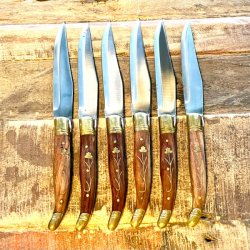 Franske steakknive (6 stk) - vintage Laguiole, trskaft