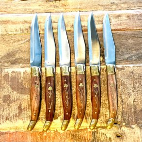 Franske steakknive (6 stk) - vintage Laguiole, trskaft