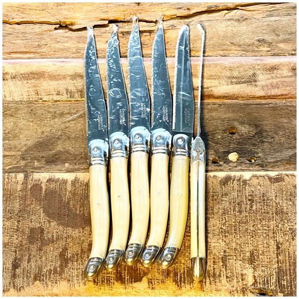 Franske steakknive - Laguiole, elfenbenfarvet