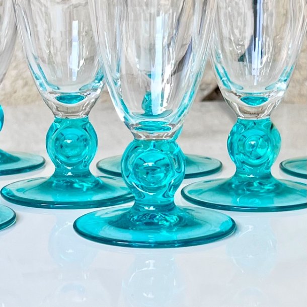 Champagneglas - turkis fod