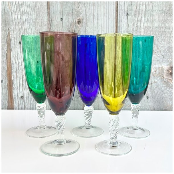 Champagneglas i farver (st a' 5 stk)