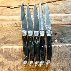 Franske steakknive - Laguiole, sort/gr meleret 