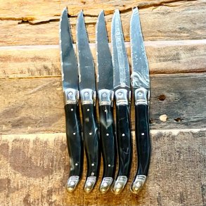 Franske steakknive - Laguiole, sort/gr meleret 