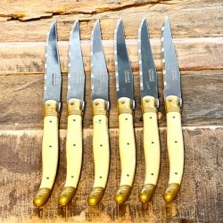 Franske steakknive (6 stk) - vintage Laguiole, ben 