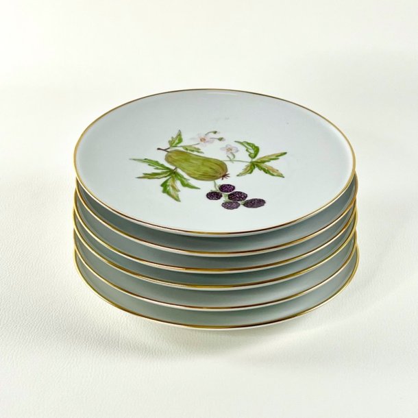 Frokosttallerken (6 stk samlet) - hndmalet med frugtmotiver 