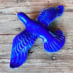 Keramik fugl - bl til vgophng