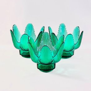 Fyrfadsstager trio (st a' 3 stk) - grn, fjer 