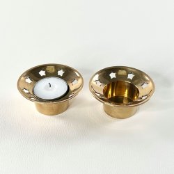 Fyrfadsstager i messing (s�t a' 2 stk samlet) - lige bund og kant