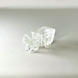 Vintage glasskl med sel og vogn - lille