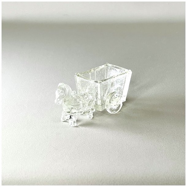 Vintage glasskl med sel og vogn - lille