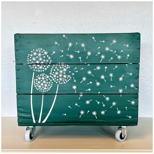 Gl. lkasse p hjul - grn