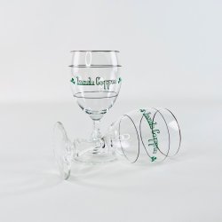 Irish Coffee glas (6 stk samlet) - p� stilk, gr�n skrift