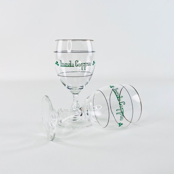 Irish Coffee glas (6 stk samlet) - p� stilk, gr�n skrift