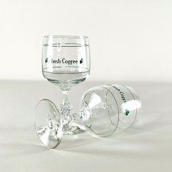 Irish Coffee glas (6 stk samlet) - p stilk, grn skrift